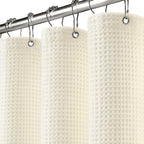 White Waffle Weave Shower Curtain 258GSM Heavyweight Cotton Fabric 72Wx72L