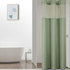 Colorful Star Sage Green No Hook Waffle Shower Curtain Set, 72 x 75 Inch