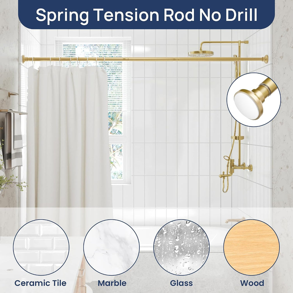 ENJOYBASICS 1" Gold Shower Curtain Rod, 30-76" Adjustable, Secure Tension