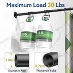 L Shaped Shower Curtain Rods, Adjustable (23''-69'' X 23''-69'') Corner Shower Rod with 12 Shower Curtain Rings for Bathroom, Bathtub, Clothing Store, Need to Drill, Black