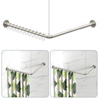 L Shaped Shower Curtain Rods, Adjustable (23''-69'' X 23''-69'') Corner Shower Rod with 12 Shower Curtain Rings for Bathroom, Bathtub, Clothing Store, Need to Drill, Black