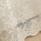 Ivory Lace Shower Curtain 72x72, Vintage Shabby Chic with Attached Valance