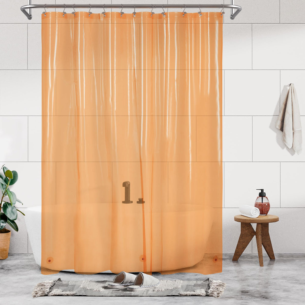 Barossa Design 48 inch Wide Stall Shower Curtain Liner with Magnets, Clear