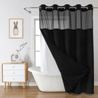 eachope No Hook Waffle Shower Curtain with Snap-in Liner, 71x74 Inch, White