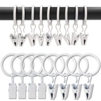40 Pack Curtain Rings with Clips, Drapery Clips with Rings, Drapes Rings 1.26 in Interior Diameter, Fits up to 1 in Curtain Rod, Black
