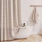 BTTN Sage Green Boho Farmhouse Linen Heavy Duty Shower Curtain Set, 72x72