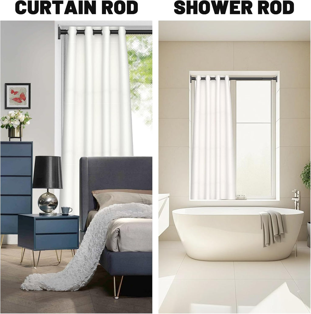UIOSANRT Matte Black Shower Curtain Rod 31-79 inches with Holders, Stainless Steel Shower Rod & Tension Rod, Adjustable Tension Shower Curtain Rod for Bathroom, Windows, Closet