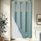 256GSM Heavyweight Ringless Waffle Shower Curtain with Liner, 71x74, White