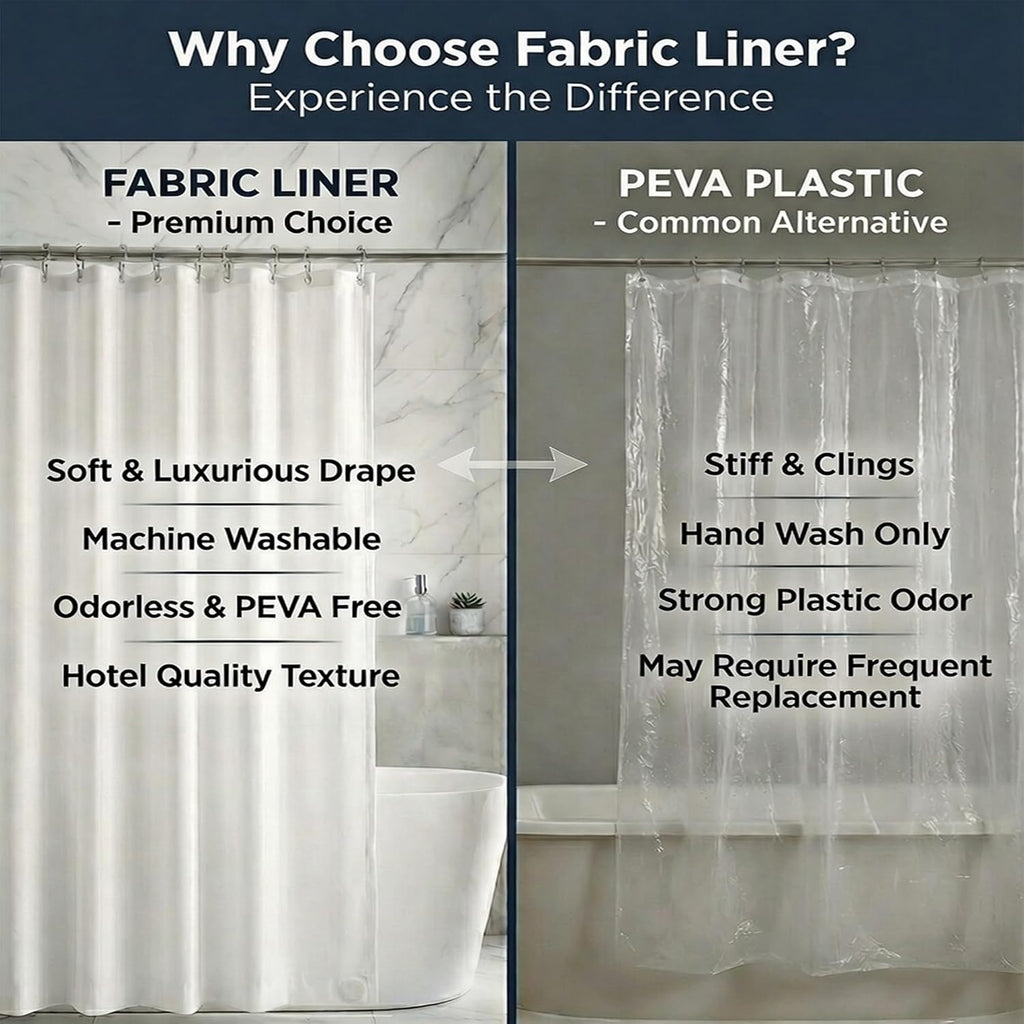 Waterproof Fabric Shower Curtain Liner, TPU Coated, PEVA-Free & Odorless, Hotel Quality, 3 Magnets, Rust-Proof Metal Grommets, Machine Washable, White, 72x72 Inch