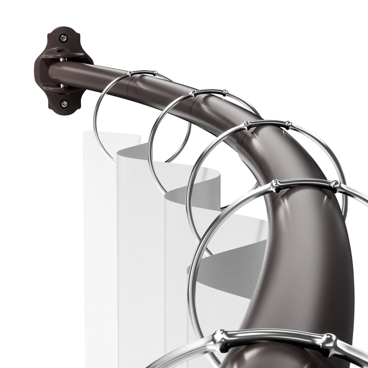 Mcrbeay Curved Shower Curtain Rod, Stainless Steel, Adjustable 40-72 inch