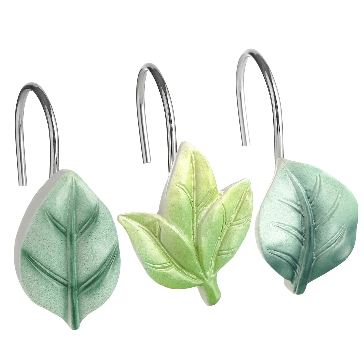 SageGreen Plant Leaf Shower Curtain Hooks,Eucalyptus Bathroom Decor,12PCS