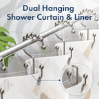 Bathway Shower Curtain Hooks Nickel Shower Curtain Rings, 12 Pcs Double Hook Shower Curtain Hooks Rings Shower Curtain Hangers Rust Proof, Metal Shower Hooks for Bathroom Shower Curtain Rod