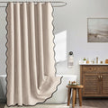 MIULEE 72"x84" Extra Long Scalloped Linen Shower Curtain Cream Beige
