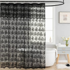 TUDECO Lace Brown Shower Curtain with Attached Valance, 72 x 72 Inch