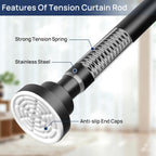 ENJOYBASICS 2 Pack Tension Curtain Rod, 32-66" Adjustable, Stable, Black