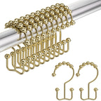 Amazer Shower Curtain Hooks Rings, Rust-Resistant Stainless Steel Double Shower Curtain Hooks, Shower Hooks for Shower Curtain and Liner Bathroom, Set of 12, Chrome