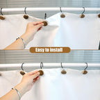 Shower Curtain Hooks, Wood Decorative Shower Curtain Rings, Modern Round Log Shower Curtain Hangers, 12PCS Shower Hooks for Shower Curtain Rod, Bedroom, Living Room (Black)