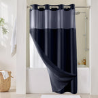 River Dream Cotton Blend Fabric Shower Curtain Set with Liner, White, 54x80
