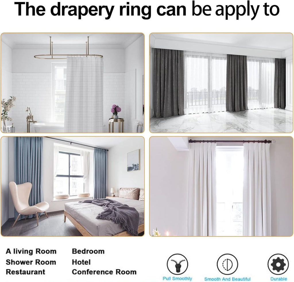 Antique Brass Curtain Rings with Eyelets for Up to 1.2-inch Curtain Rods (Set of 30 PCS Curtain Rings)