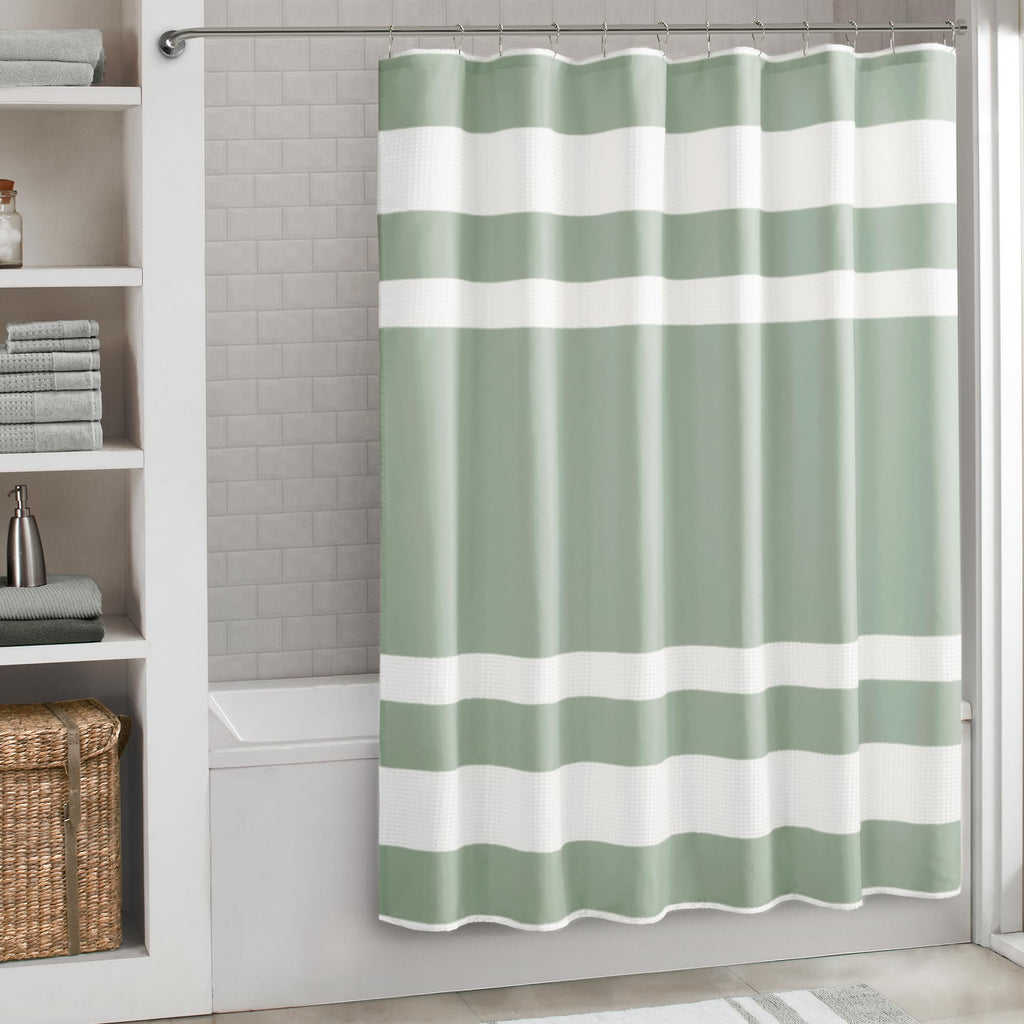 Madison Park Spa Waffle Shower Curtain for Bathroom, 72 x 72, Grey