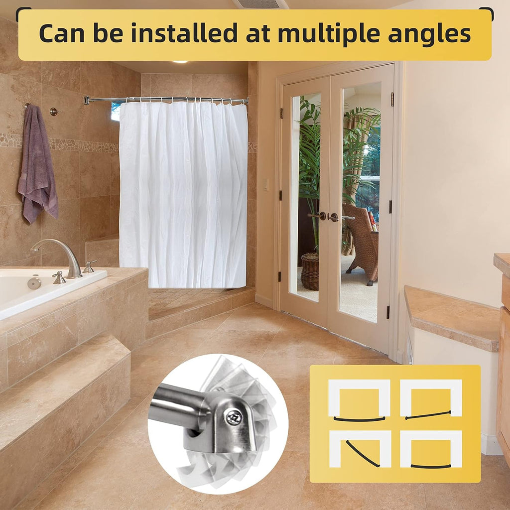 Chrsouly Curved Shower Curtain Rod, Heavy Duty, Adjustable 42-72 inch
