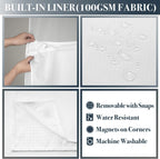 N&Y HOME Stall Waffle Weave Shower Curtain with Snap-in Liner White 36x72