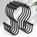 AmazerBath Shower Curtain Hooks Brushed Nickel Shower Curtain Rings, Simple Double Hook Shower Curtain Hooks Rust Proof, Smooth Glide Metal Shower Hooks for Shower Curtain, 12Pcs Shower Rod Hooks