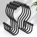 AmazerBath Shower Curtain Hooks Brushed Nickel Shower Curtain Rings, Simple Double Hook Shower Curtain Hooks Rust Proof, Smooth Glide Metal Shower Hooks for Shower Curtain, 12Pcs Shower Rod Hooks