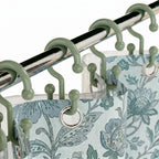 Bathway Green Shower Curtain Hooks, 12 Plastic Double Shower Curtain Rings