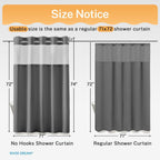 River Dream Heavyweight Waffle No Hook Shower Curtain with Liner,Gray,71x74