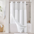 River Dream Cotton Blend Fabric Shower Curtain Set with Liner, White, 54x80