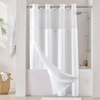 River Dream Cotton Blend Fabric Shower Curtain Set with Liner, White, 54x80