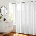 River Dream Heavyweight Waffle No Hook Shower Curtain with Liner,Gray,71x74