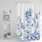 AWERT Blue Marble Shower Curtain - Waterproof for Bathroom Decor, Printed Washable With Hooks, 72x72 Inch