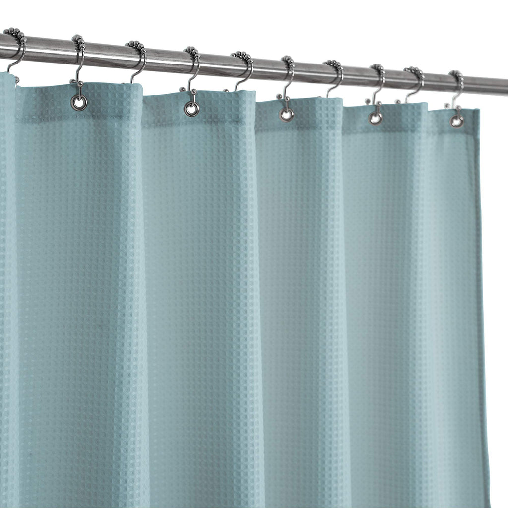 Barossa Design Waffle Weave Extra Long Shower Curtain White 84 Inch Length