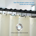 Amazer Ivory Shower Curtain Liner, Ivory Fabric Shower Liner, 2-in-1 Bathroom Shower Curtain and Liner, 12 Grommet Holes, Water Proof, Machine Washable, Hotel Quality, 72 x 72 Inches