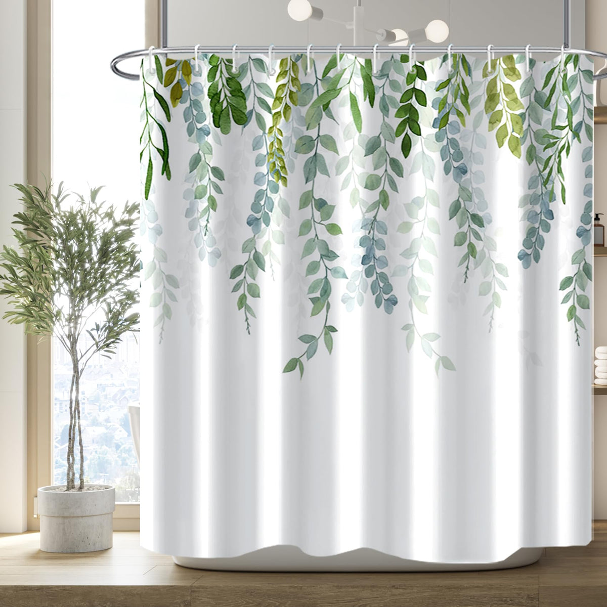 AWERT Blue Marble Shower Curtain - Waterproof for Bathroom Decor, Printed Washable With Hooks, 72x72 Inch