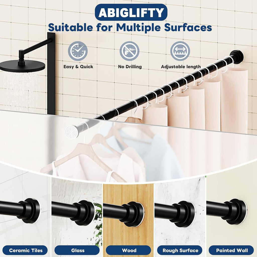 Abiglifty Black Shower Curtain Rod 33~81 Inches Adjustable