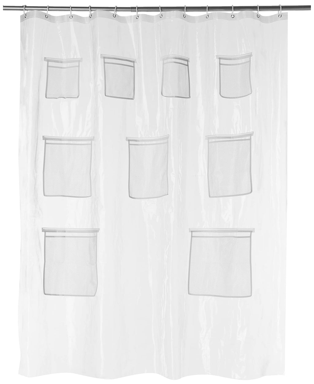 Amazon Basics Lightweight Super Soft Easy Care Microfiber Waffle Texture Shower Curtain , 72" x 72", White