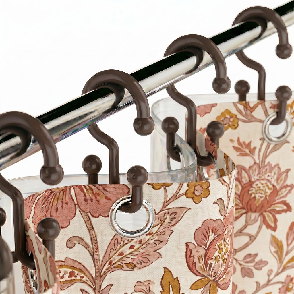Bathway Green Shower Curtain Hooks, 12 Plastic Double Shower Curtain Rings