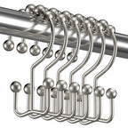 Titanker Shower Curtain Hooks Rings, Rust-Resistant Metal Double Glide Shower Hooks for Bathroom Shower Rods Curtains, Set of 12 Hooks - Bronze