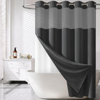 BTTN Cream Ringless Linen Textured Shower Curtain with Snap in Liner, 72x75