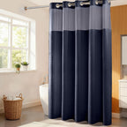 River Dream Cotton Blend Fabric Shower Curtain Set with Liner, White, 54x80