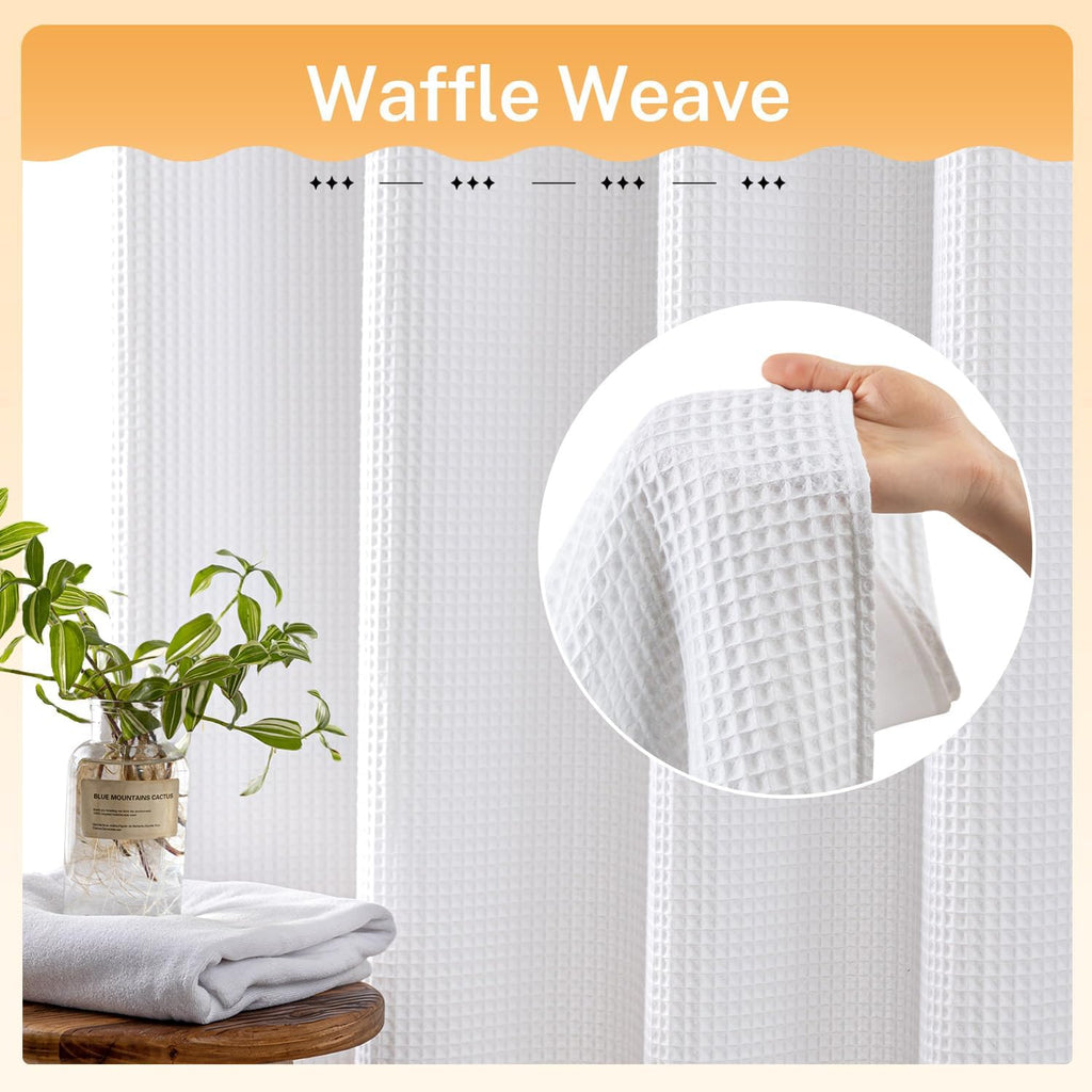 River Dream Cotton Blend Fabric Shower Curtain Set with Liner, White, 54x80