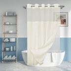 River Dream No Hook Shower Curtain with Snap-in Liner Set, Dark Gray, 71x74