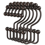 Amazer Gold Shower Curtain Hooks, 12PCS Minimalist Simple Double Shower Curtain Rings, Rust-Resistant Metal Shower Hooks Shower Curtain Hangers, Shower Rings for Bathroom Shower Rods Curtains
