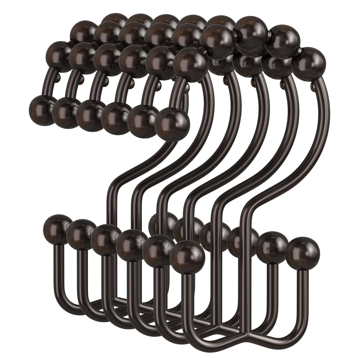 Amazer Gold Shower Curtain Hooks, 12PCS Minimalist Simple Double Shower Curtain Rings, Rust-Resistant Metal Shower Hooks Shower Curtain Hangers, Shower Rings for Bathroom Shower Rods Curtains