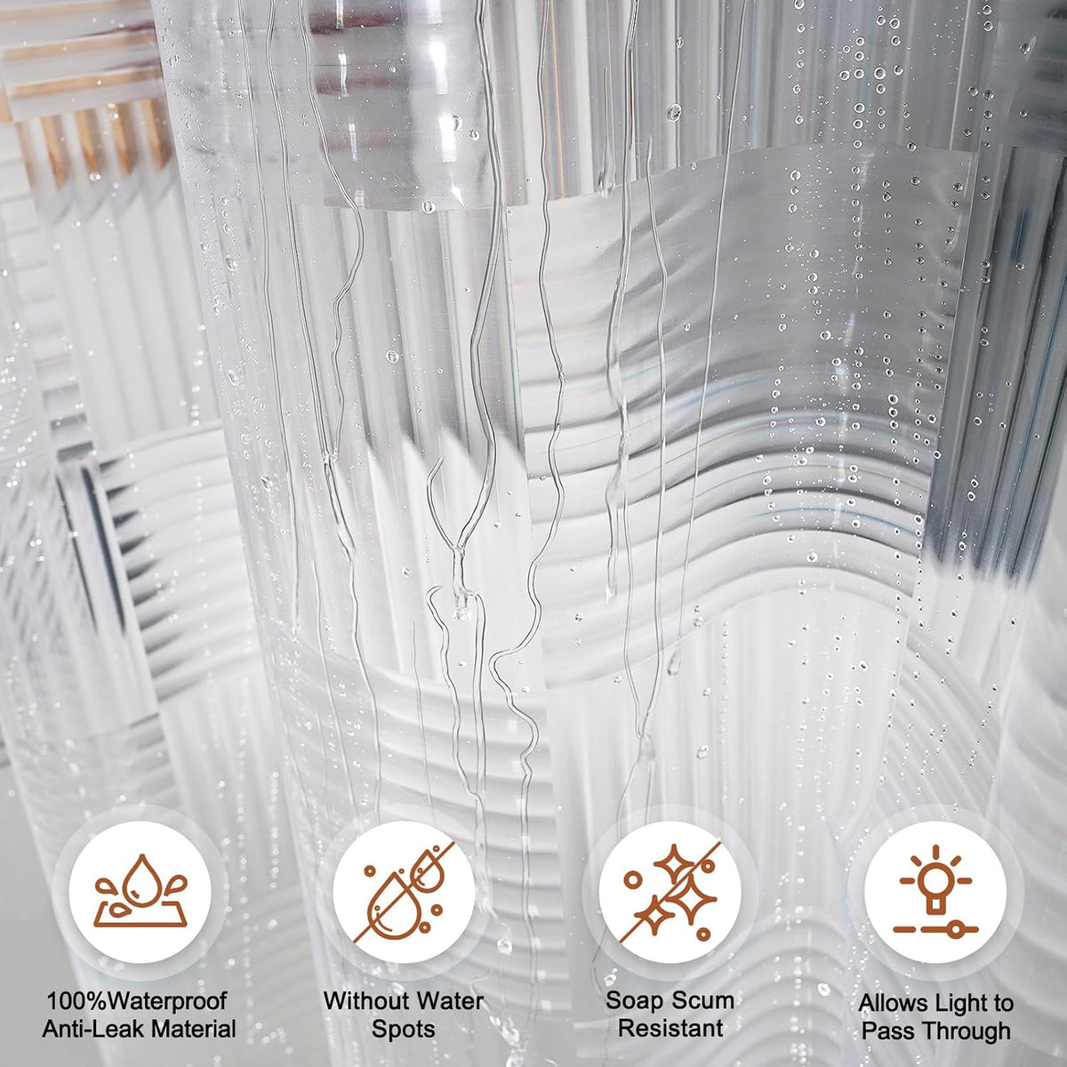 EurCross EVA Clear Shower Curtain 72x72 inches with 3 Stronger Magnetic Magnets, Flexibility PVC-Free 155g/m2 Heavy Duty Clear Design Shower Curtain Liner with Geometric 3D Pattern and Hooks