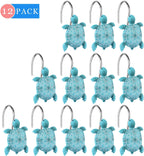 Sea Turtle Shower Curtain Hooks Rings,12PCS Blue Ocean Bathroom Decor