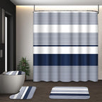 Bathroom Sets with Shower Curtain and Rugs, Set of 4, Checkered